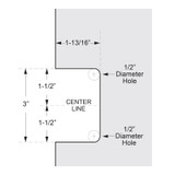 VER5O – Glass Simple Verona Square Profile Wall Mount Hinge, Offset Back Plate, Factory Set 5 Degree Positive Close