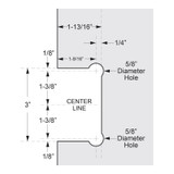VER580G – Glass Simple Verona Square Profile 180 Degree Glass to Glass Hinge, Factory Set 5 Degree Positive Close