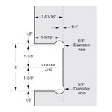 COL0H – Glass Simple Columbia Beveled Profile Wall Mount Hinge, H Back Plate