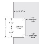 COL0H – Glass Simple Columbia Beveled Profile Wall Mount Hinge, H Back Plate
