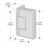 COL0O – Glass Simple Columbia Beveled Profile Wall Mount Hinge, Offset Back Plate