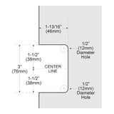 COL0O – Glass Simple Columbia Beveled Profile Wall Mount Hinge, Offset Back Plate