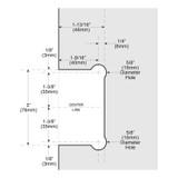 COL5O – Glass Simple Columbia Beveled Profile Wall Mount Hinge, Offset Back Plate, Factory Set 5 Degree Positive Close