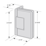 COL5O – Glass Simple Columbia Beveled Profile Wall Mount Shower Door Hinge, Offset Back Plate, Factory Set 5 Degree Positive Close