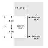 COL5O – Glass Simple Columbia Beveled Profile Wall Mount Shower Door Hinge, Offset Back Plate, Factory Set 5 Degree Positive Close