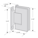 PLA5H - Glass Simple Plato Beveled Profile Wall Mount Shower Door Hinge, H Back Plate, Factory Set 5 Degree Positive Close