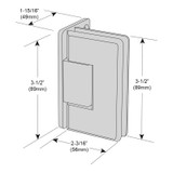 PLA5O - Glass Simple Plato Beveled Profile Wall Mount Shower Door Hinge, Offset Plate, Factory Set 5 Degree Positive Close