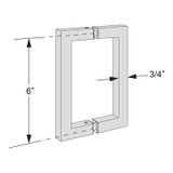 6X6SH – Glass Simple Back to Back Square Pull Handle, 6" Center to Center