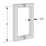 8X8SH – Glass Simple Back to Back Square Pull Handle, 8" Center to Center