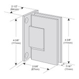 VIS0F – Glass Simple Vista Square Profile Wall Mount Hinge, Full Back Plate