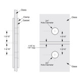 SC180 – Glass Simple 180° Glass-to-Glass Clamp, Square Profile