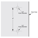 6X6LH – Glass Simple Back-to-Back Ladder Handle, 10” Overall Length, 6" Center to Center