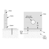 BC90SL - Glass Simple 90° Wall Mount Clamp with Small Leg and Beveled Profile 2” x 2”