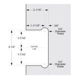 POR0H - Glass Simple Portland Beveled Profile Wall Mount Shower Door Hinge, H Back Plate