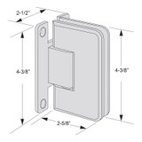 POR0H - Glass Simple Portland Beveled Profile Wall Mount Shower Door Hinge, H Back Plate