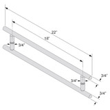 18X18LTB - Glass Simple 18" x 18" Back-to-Back Ladder Towel Bar