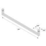24STB - Glass Simple 24" Single-Sided Square Towel Bar