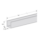 UC1212 - Glass Simple 1/2" Deep U-Channel 144" Long - This item is sold for IN-STORE PICKUP ONLY