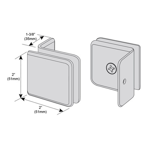 BC90SL – 90° Wall Mount Clamp with Small Leg and Beveled Profile 2” x 2” – Compare to SGC037