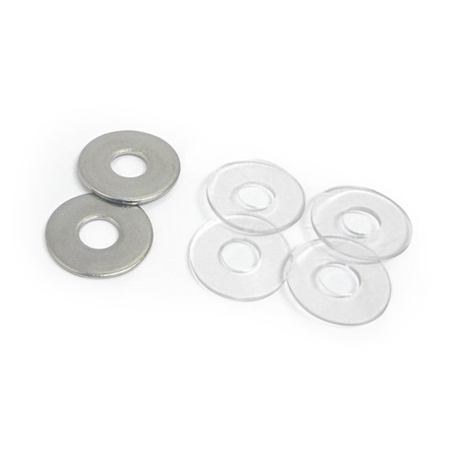 WS34 - Glass Simple 3/4" Diameter Washer Set. Converts Washer Handles to No-Washer Style. 2 Metal Washers and 4 Plastic Washers in Each Set