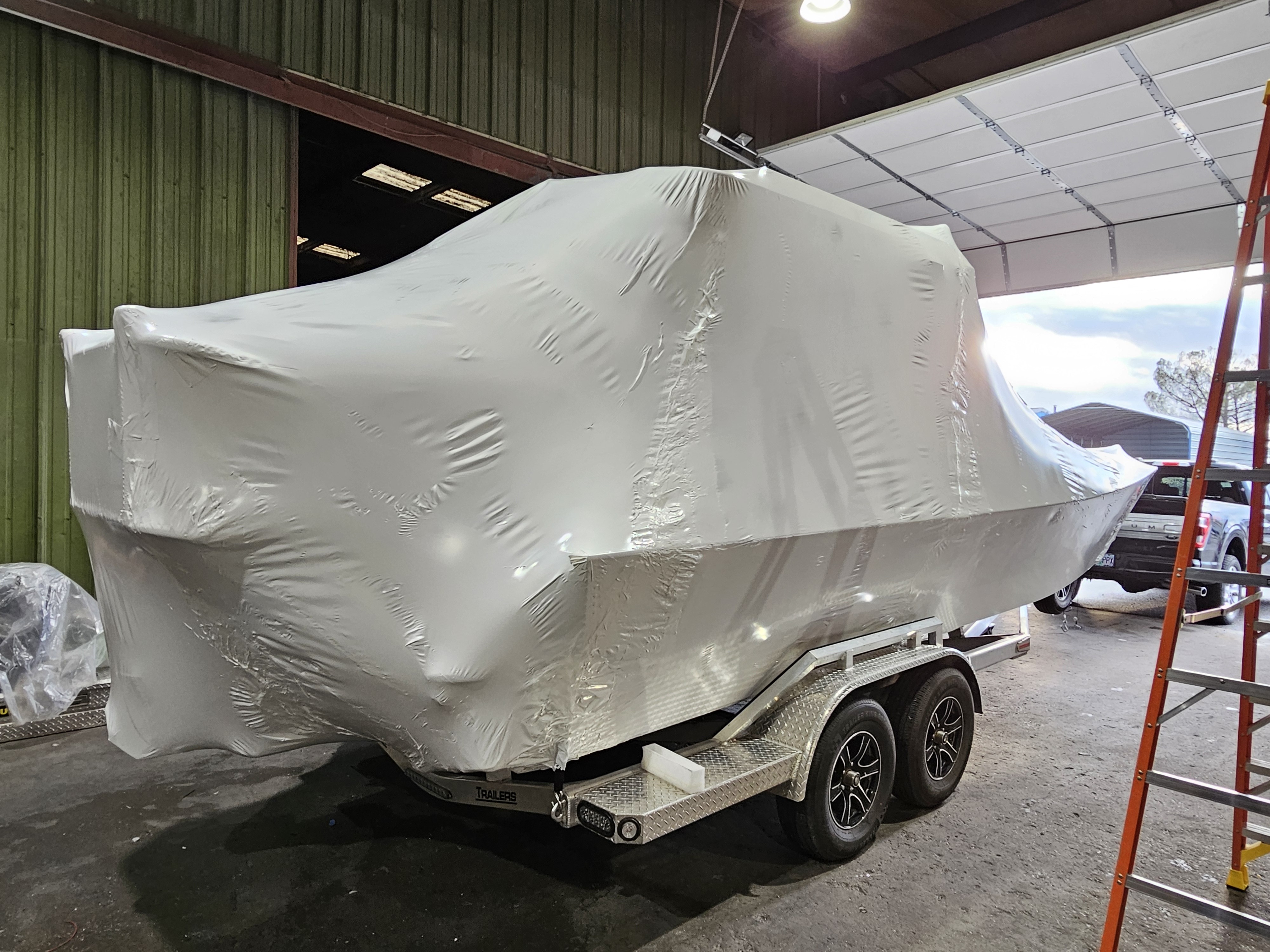 Rogue Jet Boatworks Hard Top Boat Back View for Transport