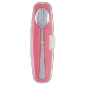Din Din SMART All Stainless Spoon and Fork Set - Pink (Case Pack - 6 qty) Din Din SMART All Stainless Spoon and Fork Set - Pink (Case Pack - 6 qty)