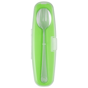 Din Din SMART All Stainless Spoon and Fork Set - Green (Case Pack - 6 qty) Din Din SMART All Stainless Spoon and Fork Set - Green (Case Pack - 6 qty)