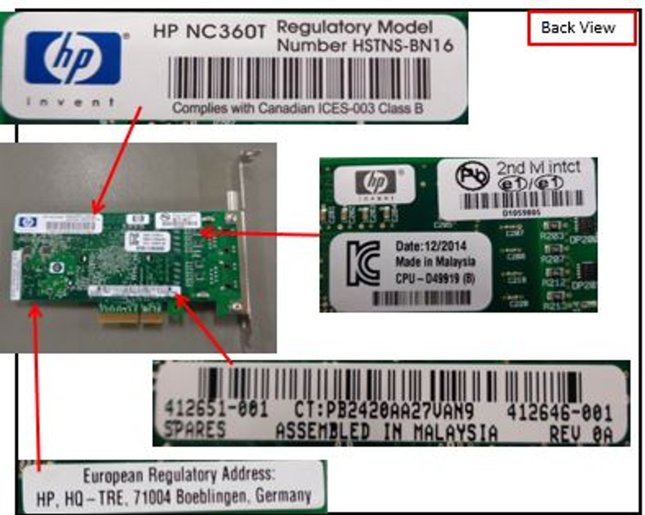 SPS-NC360T;GIGABIT ADPTR;PCIe;2 PORT - 412651-001