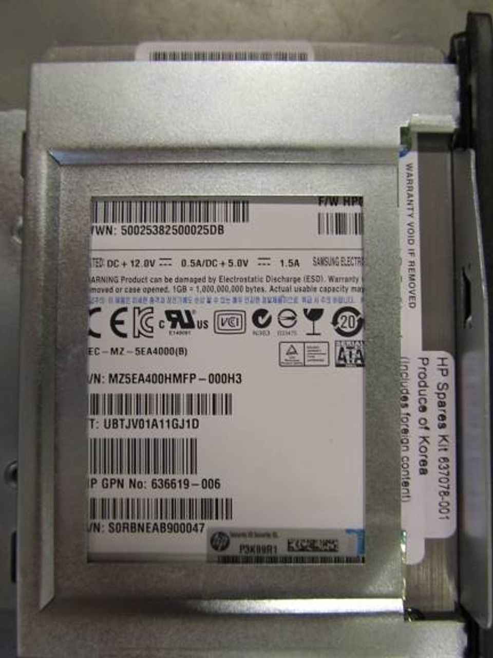 SPS-DRV SSD 400GB 3.5 3G SATA SFF to LFF - 637078-001