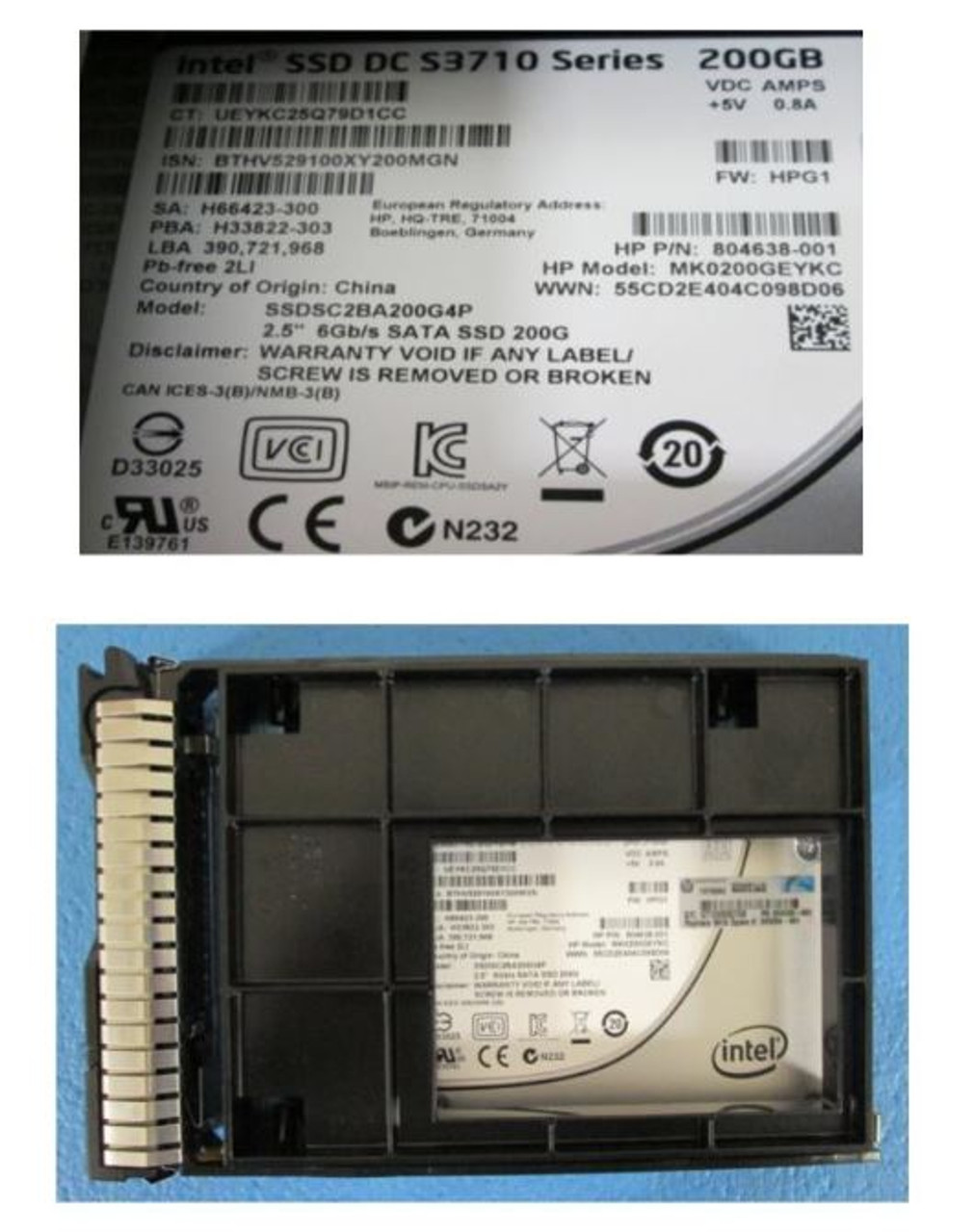 SPS-DRV SSD 200GB 6G 3.5 SATA ME PLP SCC - 805386-001