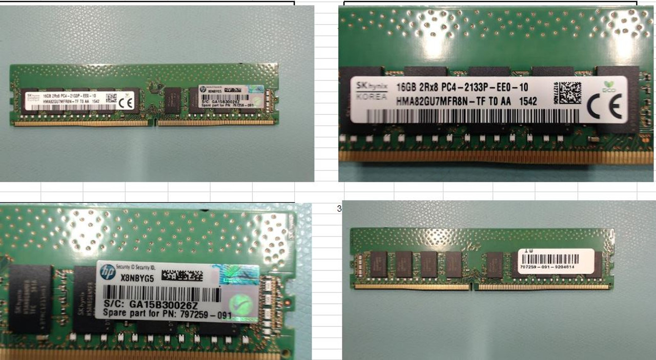 SPS-MEMORY DIMM 16GB PC4-2133P-E 1Gx8 S - 819801-001