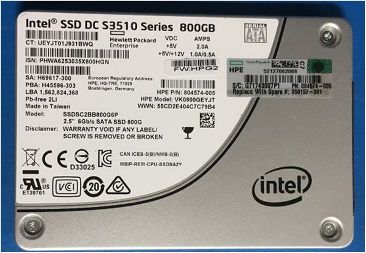 SPS-DRV SSD 800GB 6G 2.5 SATA RI - 850157-001