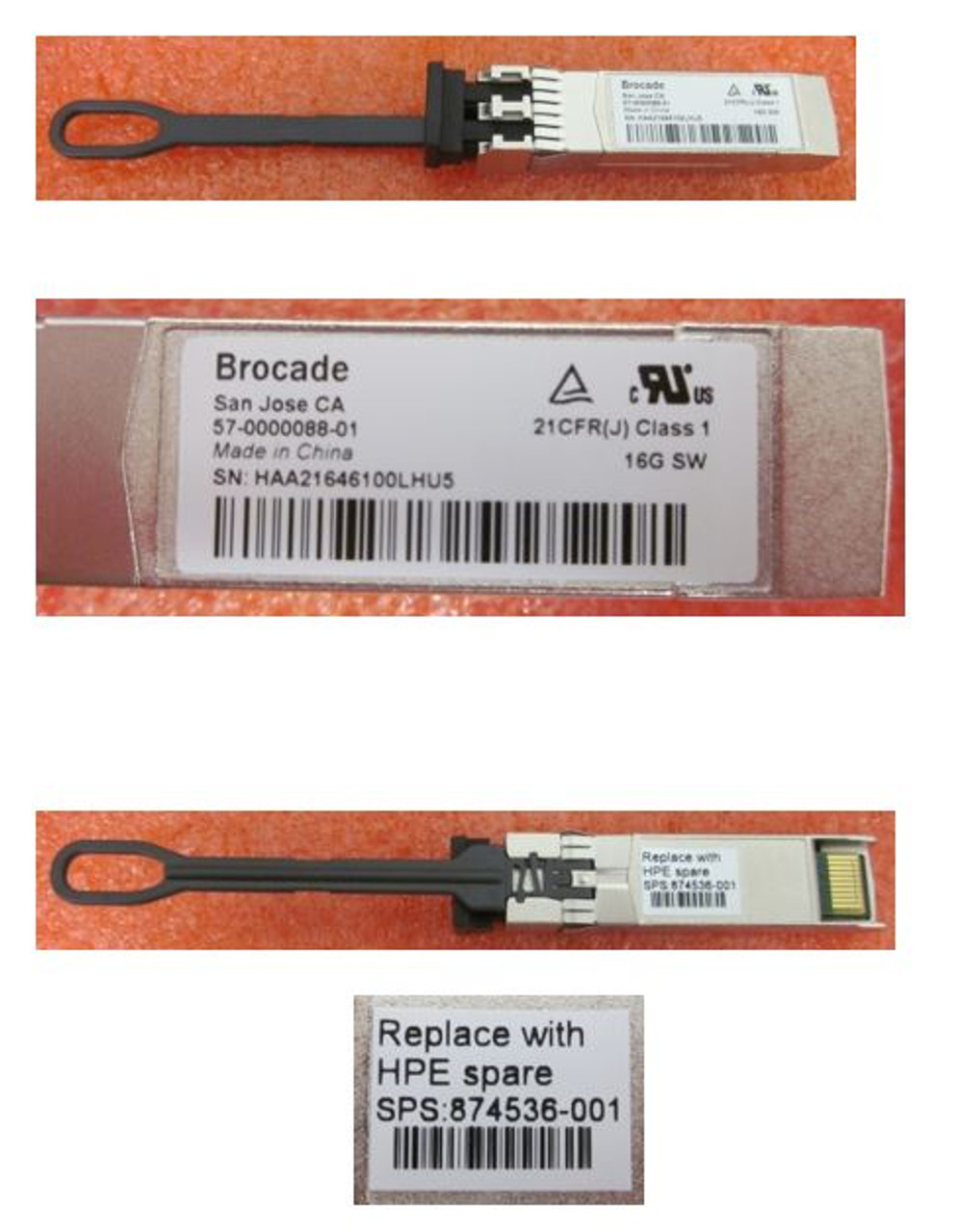 SPS-BRCD 16Gb SFP+ SW 1-pack XCVR - 874536-001