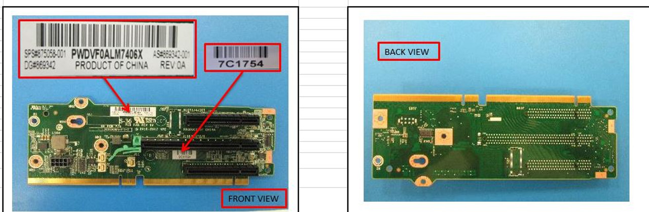 SPS-PCA 3S 2x8 x16 PCI-E Riser - 875058-001