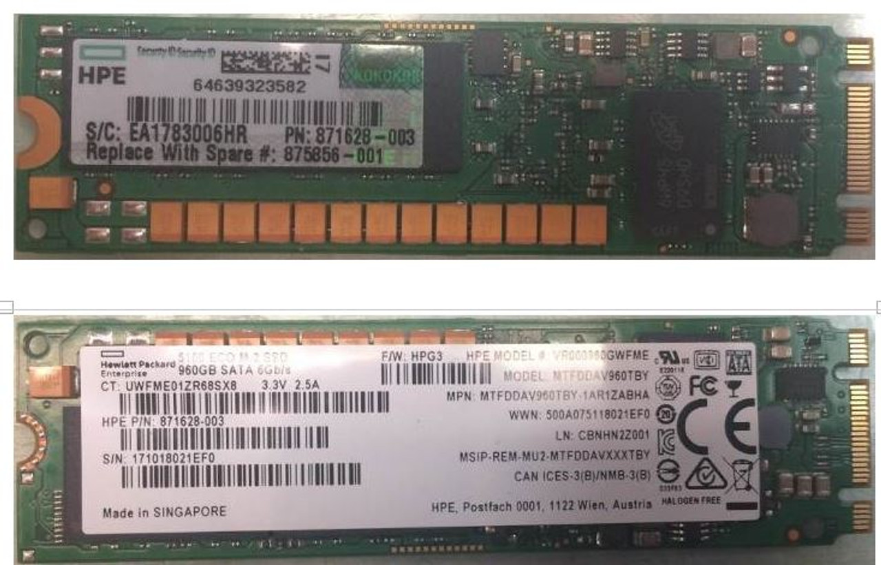 SPS-DRV SSD 960GB SATA M.2 2280 RI DS - 875856-001