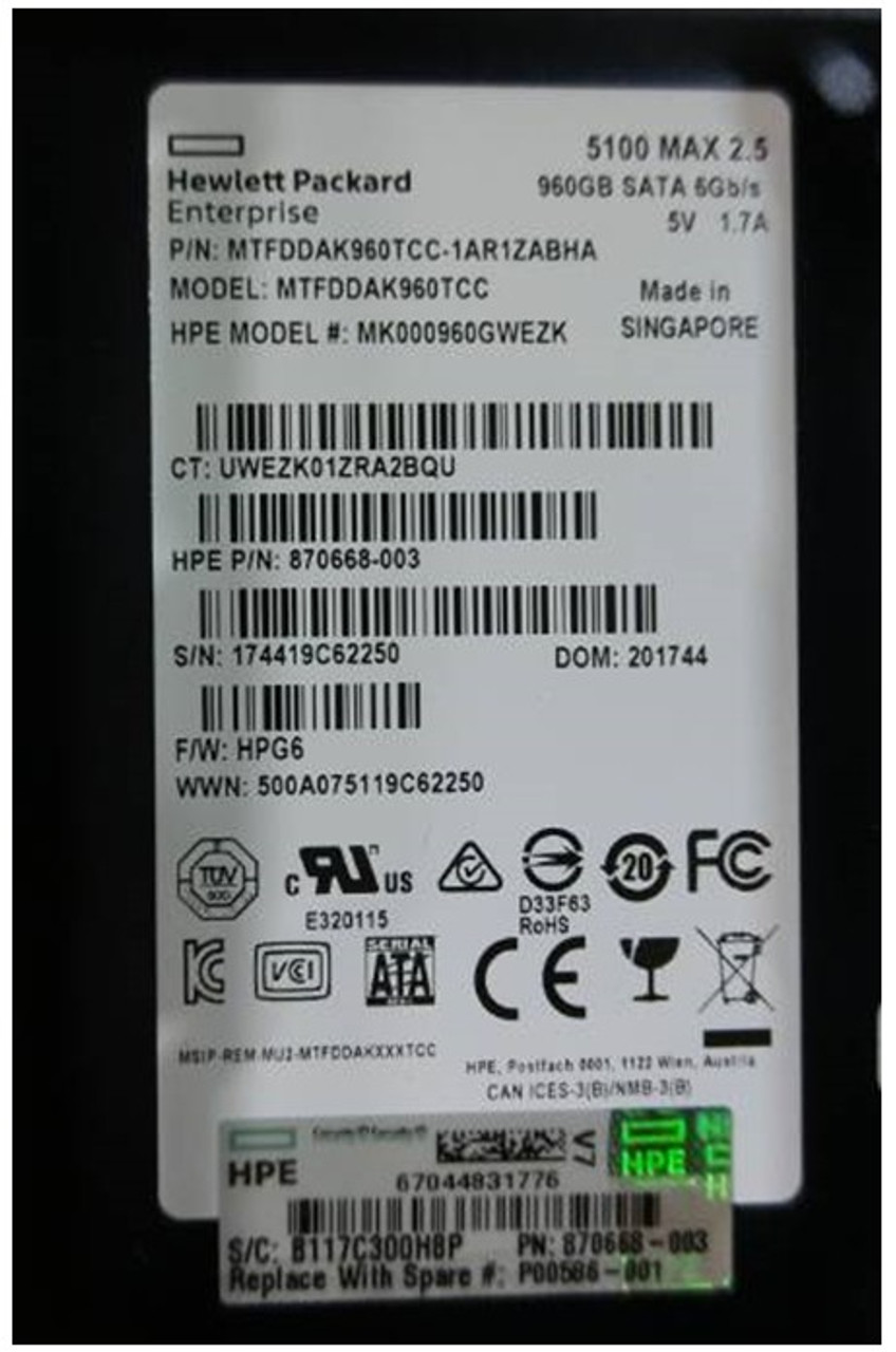 SPS-DRV SSD 960GB 6G LFF SATA MU - P00586-001