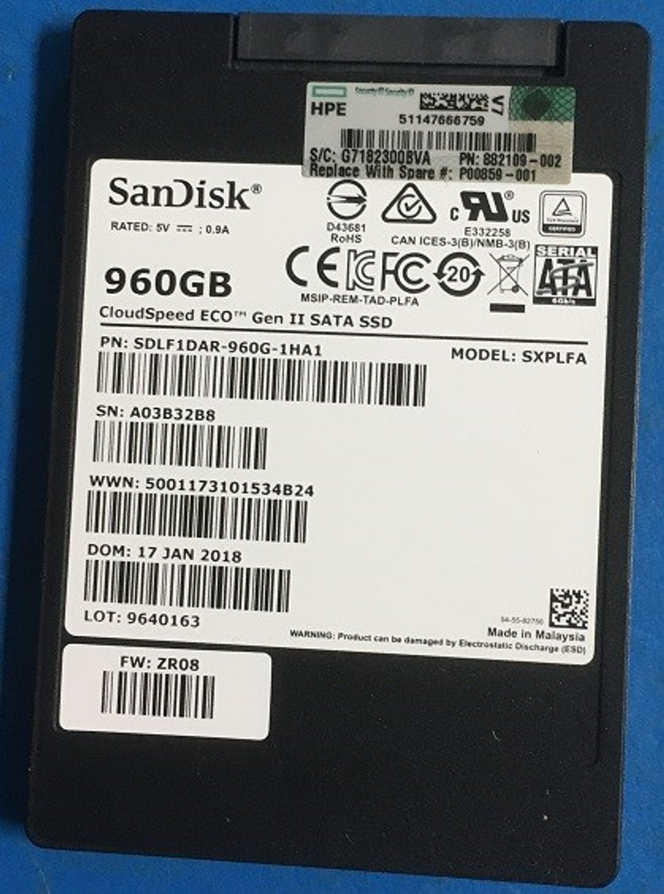 SPS-DRV SSD 960GB SFF SATA MU RW Spcl - P00859-001