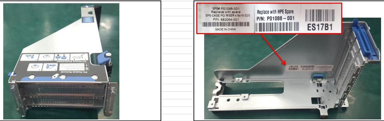 SPS-CAGE PCI RISER x16x16 S2/3 - P01088-001