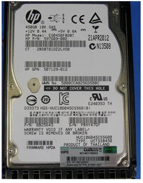 SPS-HDD EVA 450GB 10K SFF 6G M6625 SAS - 613921-001