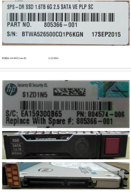 SPS-DR SSD 1.6TB 6G 2.5 SATA VE PLP SC - 805366-001