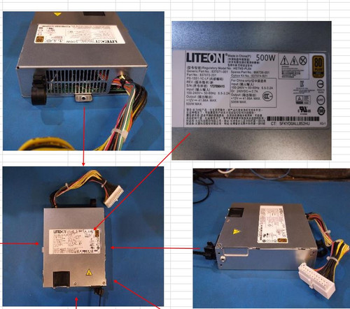 SPS-PS; 1U 12V 500W noAUX HE-P - 866726-001