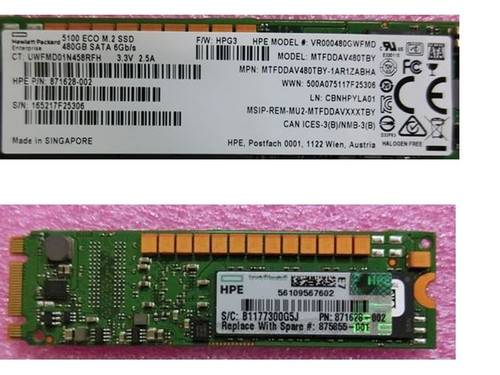 SPS-DRV SSD 480GB SATA M.2 2280 RI DS - 875855-001