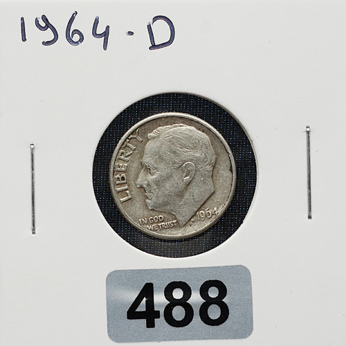 1964-D ROOSEVELT DIME — 90% SILVER