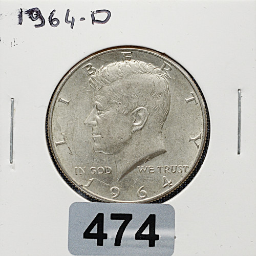 1964-D KENNEDY HALF DOLLAR — 90% SILVER