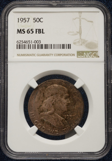 1957 Franklin Half Dollar — MS65 FBL