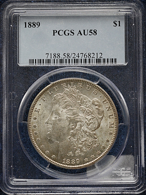 1889 Morgan Silver Dollar — PCGS AU58