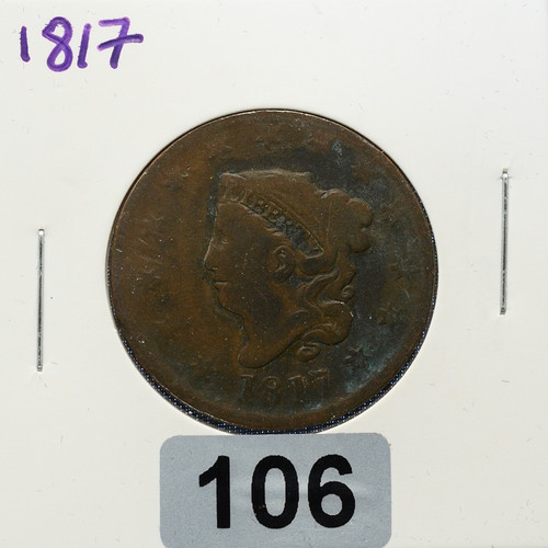 1817 Coronet Head Large Cent — 13 Stars — About Good (AG)