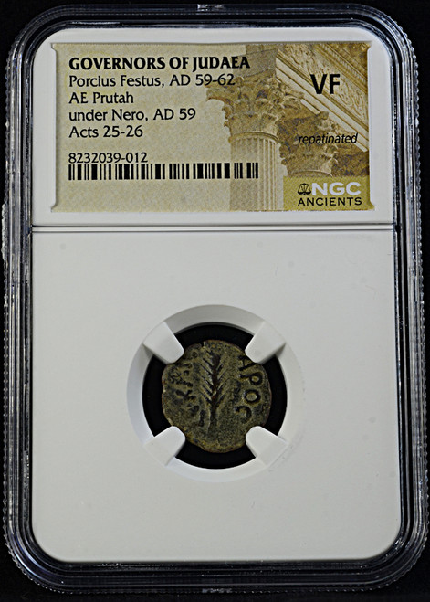 GOVERNORS OF JUDAEA Porcius Festus, AD 59-62 AE Prutah under Nero, AD 59 Acts 25-26 VF