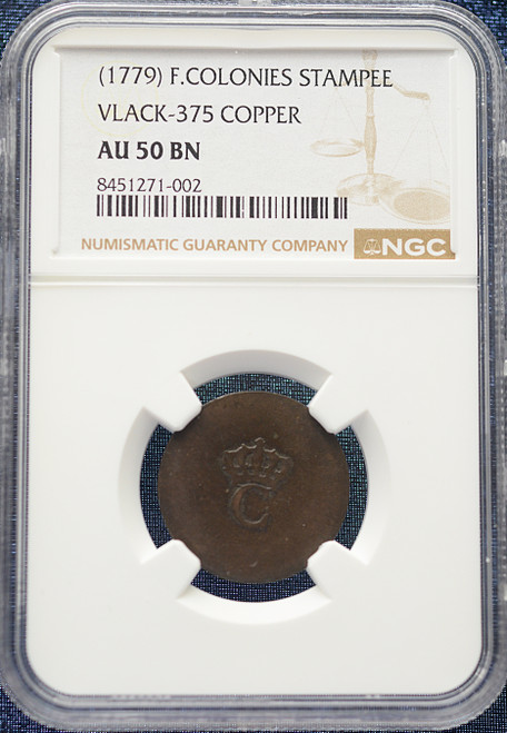 French Colonies Stampee — 1779, Vlack-375 — NGC AU 50 BN