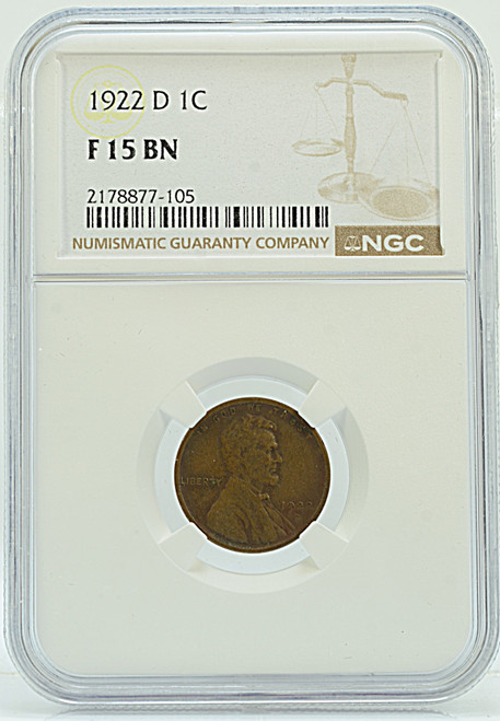 1922 D 1C F15 BN NGC LINCOLN CENT